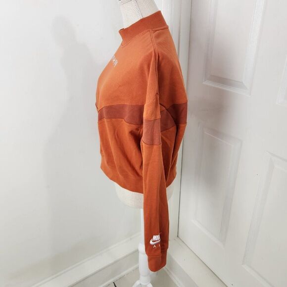 Nike Sweatshirt Womens M Orange Sportswear Air Fleece Mock Neck Hanorac Cropped - Picture 4 of 15